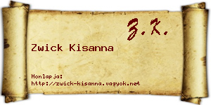 Zwick Kisanna névjegykártya